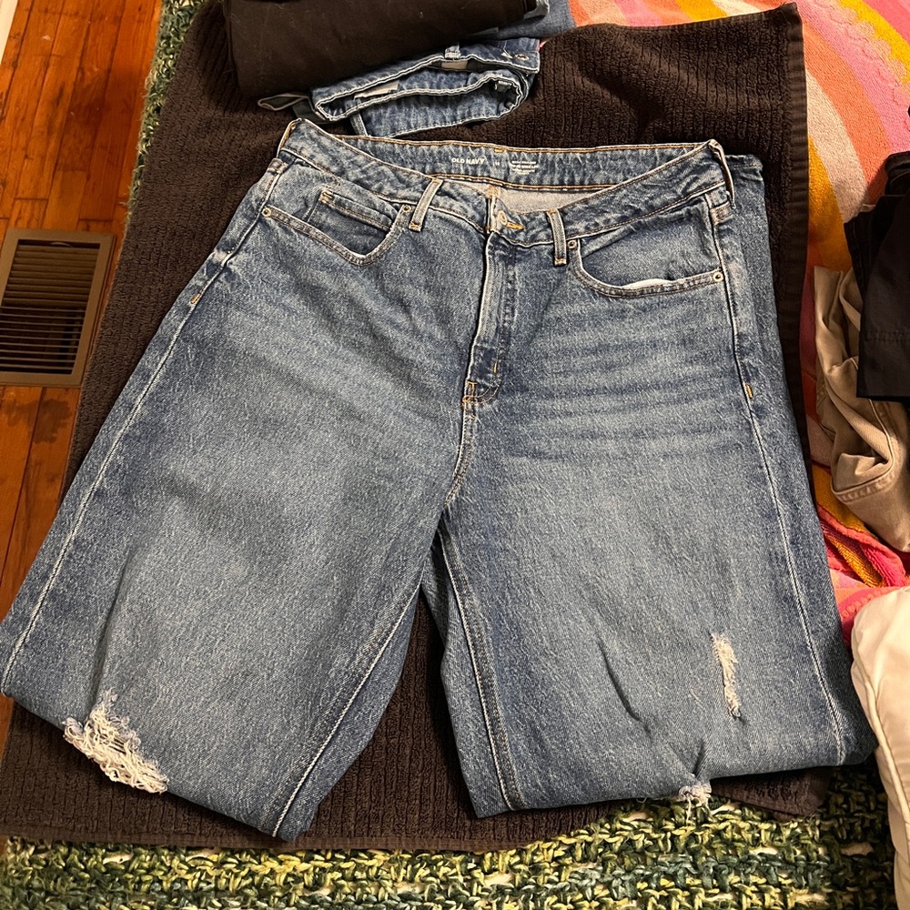 Old Navy Distressed Blue Flare Jeans